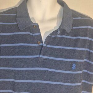 IZOD Polo shirt, grey and blue stripes in size XL